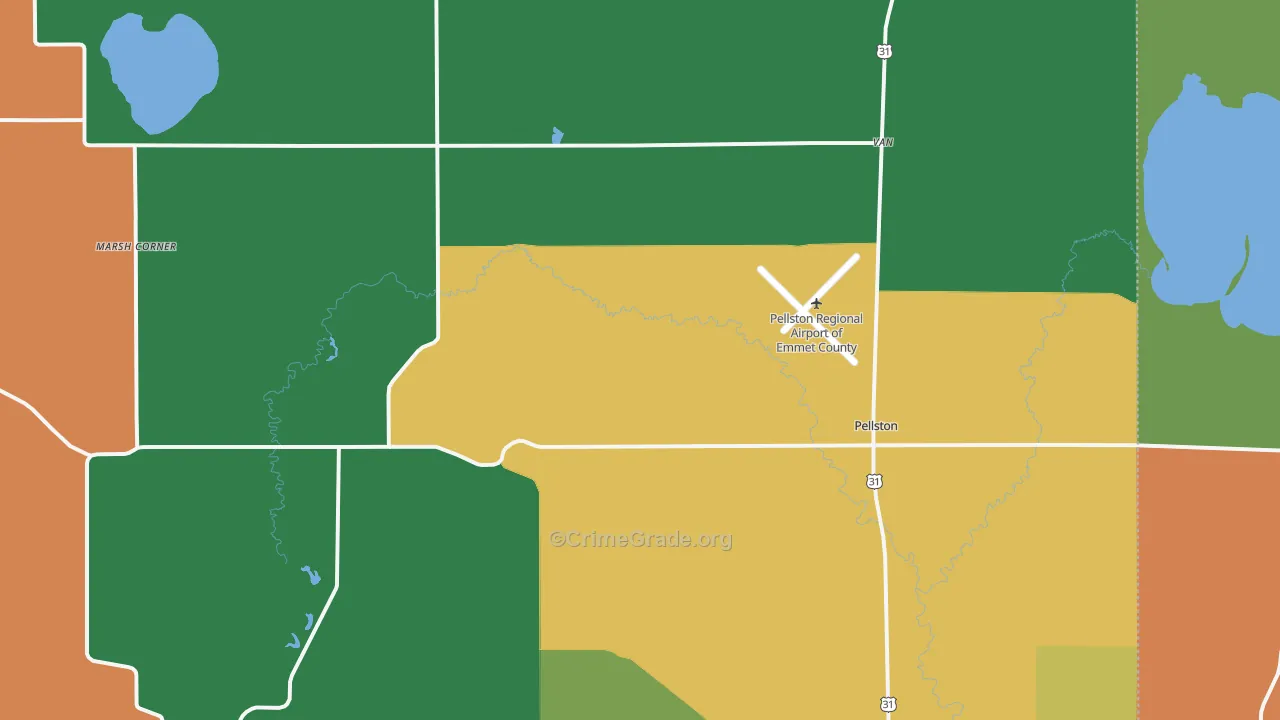 Pellston, MI Map of Murder Rates