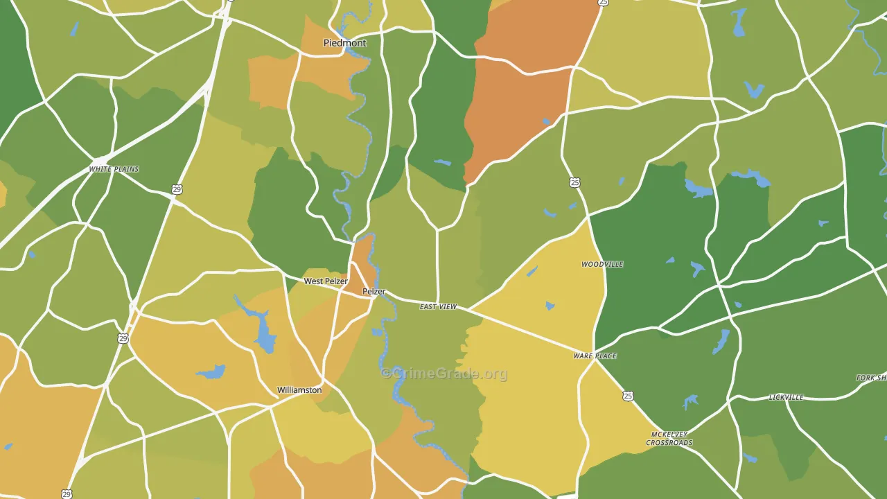 Pelzer, SC Map of Murder Rates