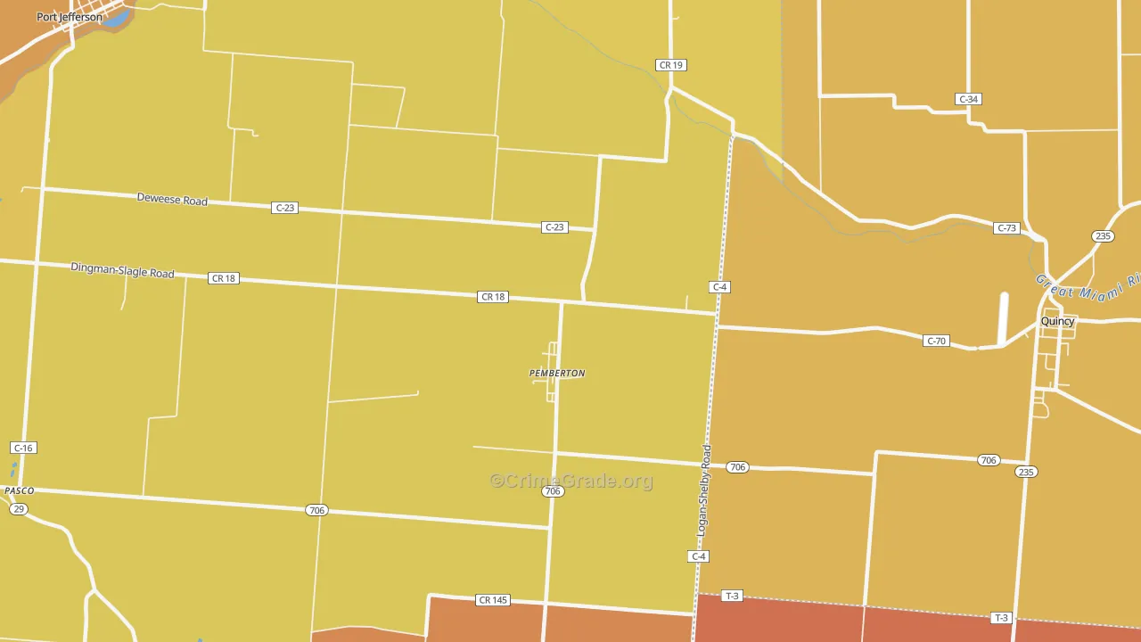 Pemberton, OH Map of Murder Rates