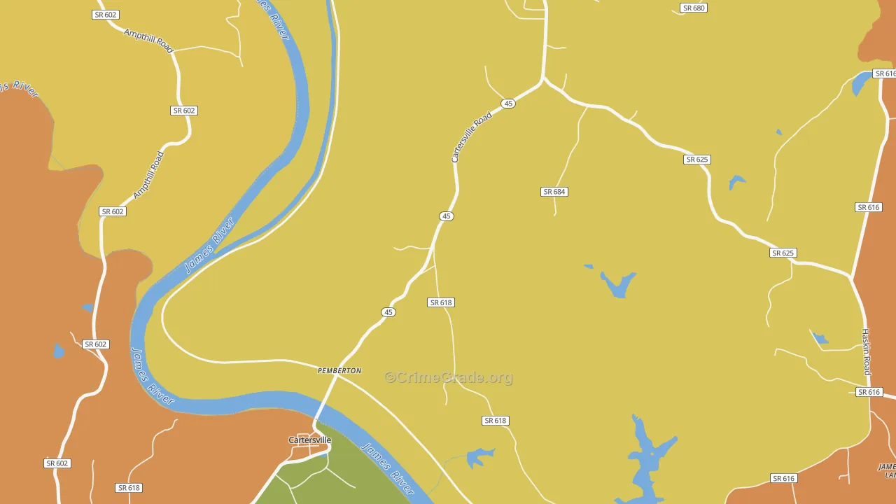 Pemberton, VA Map of Murder Rates
