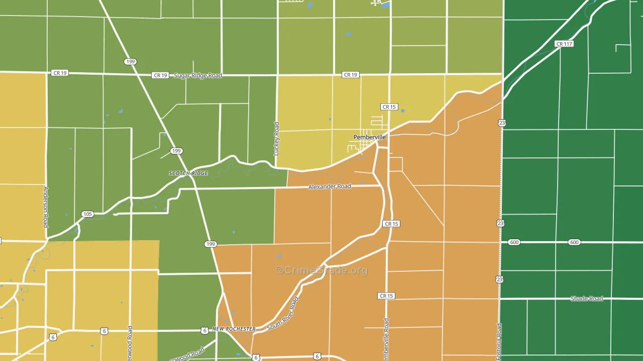 Pemberville, OH Map of Murder Rates