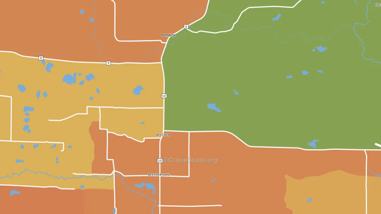 Pembine, WI Map of Murder Rates