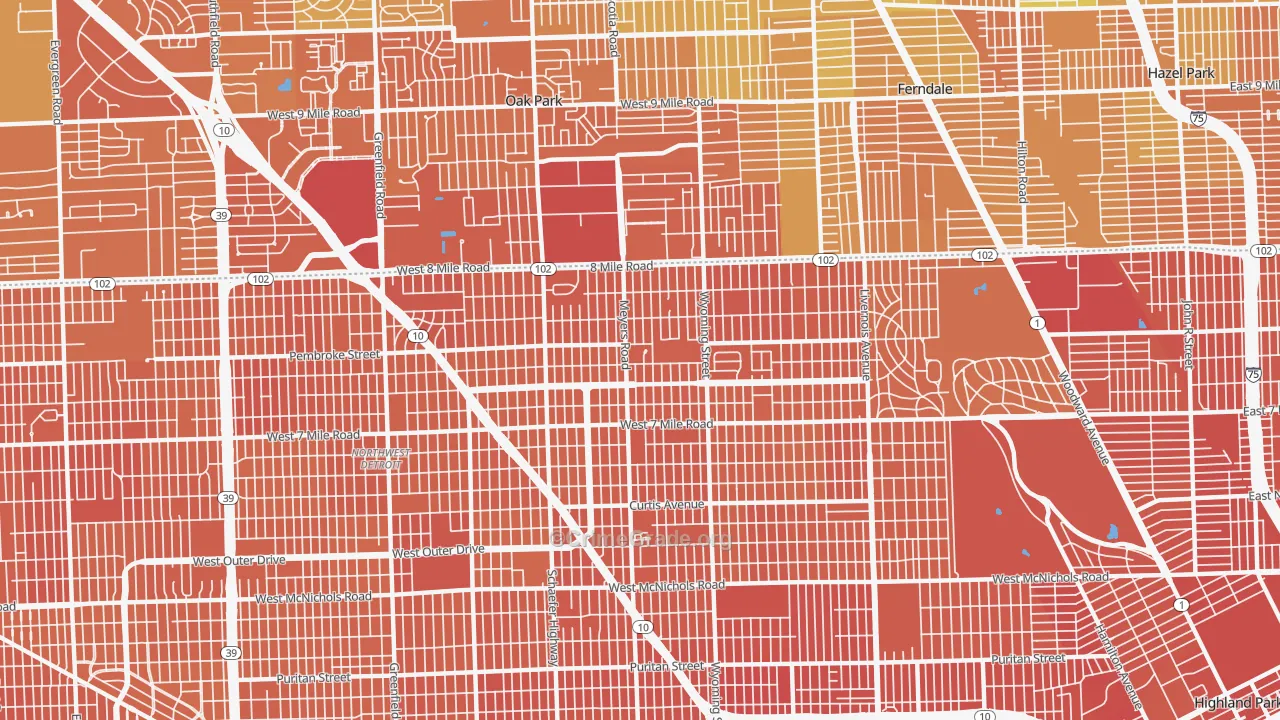 Pembroke, Detroit, MI Map of Murder Rates