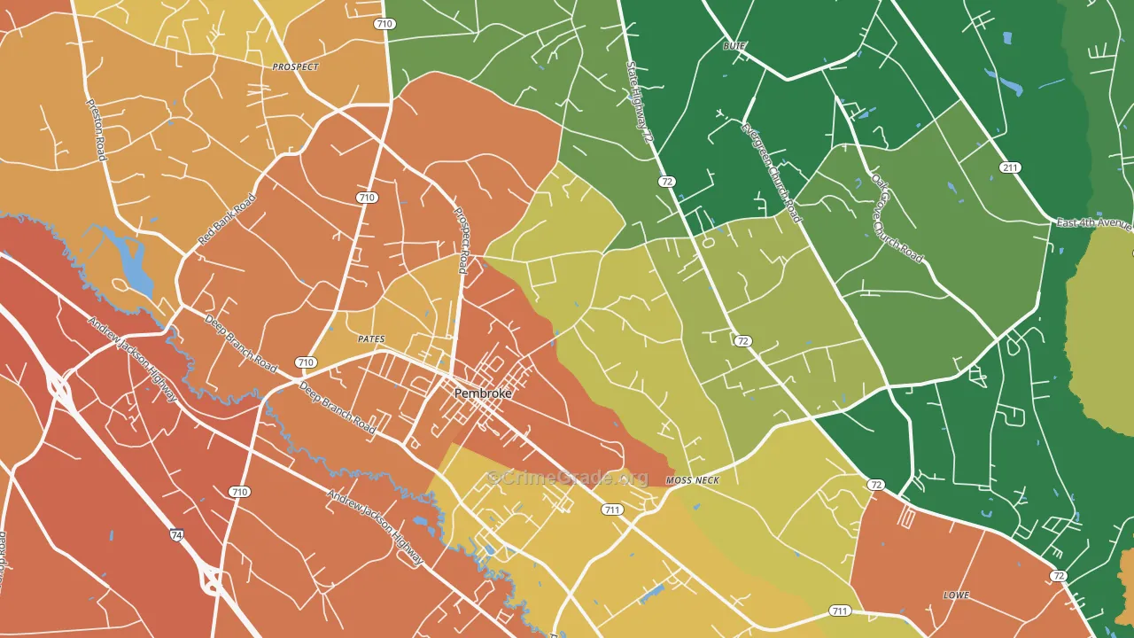 Pembroke, NC Map of Murder Rates