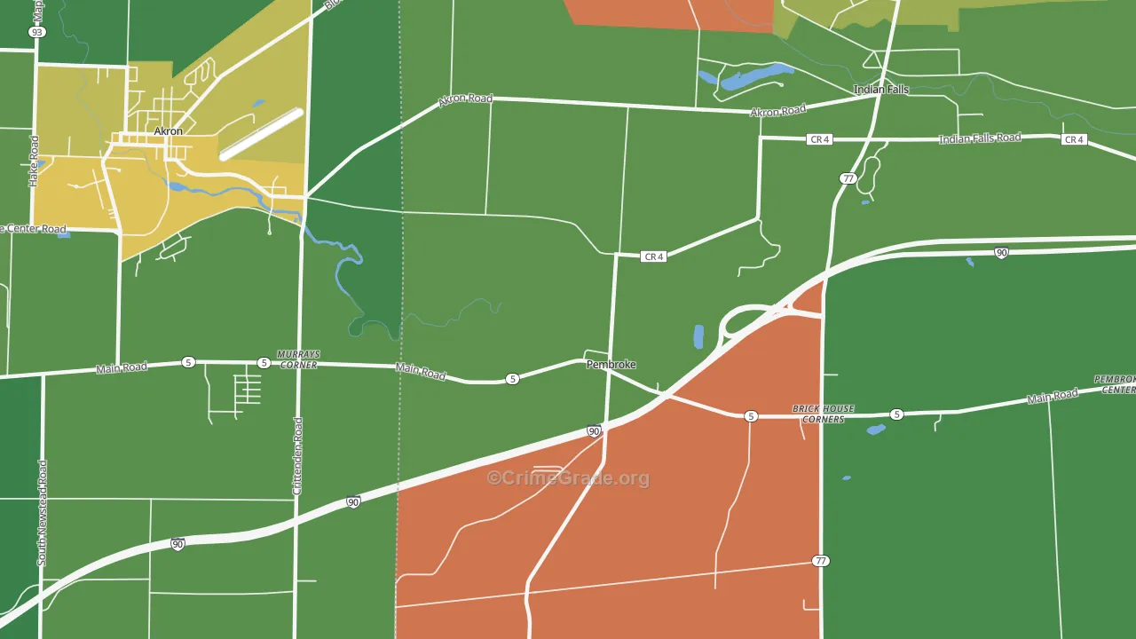 Pembroke, NY Map of Murder Rates