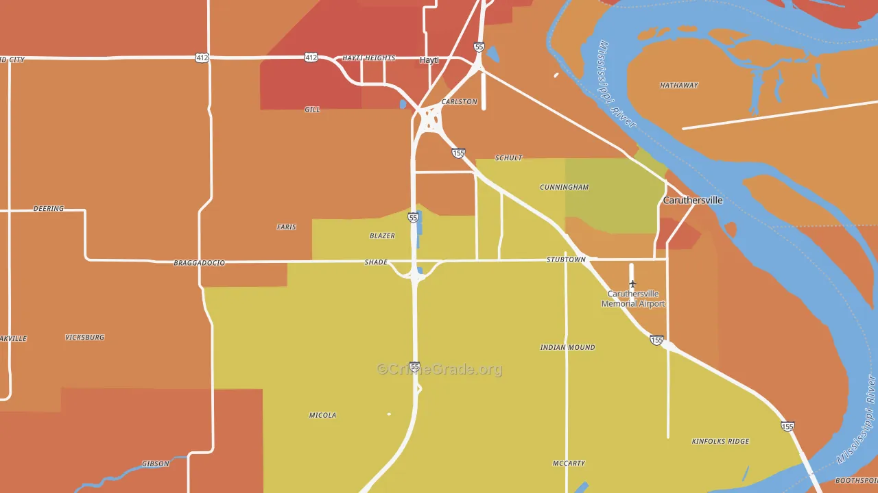 Pemiscot County, MO Map of Murder Rates