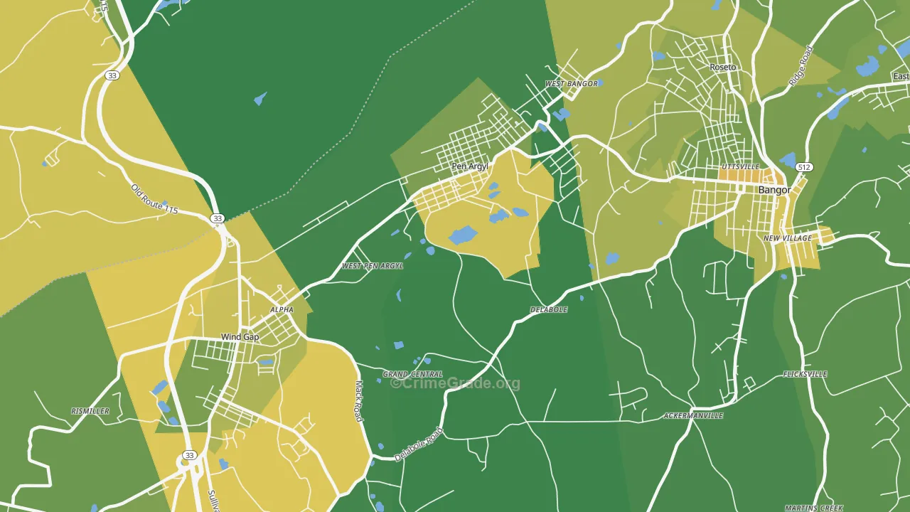 Pen Argyl, PA Map of Murder Rates