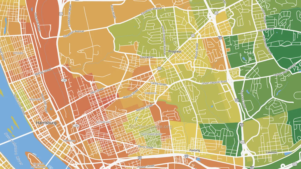 Penbrook, PA Map of Murder Rates