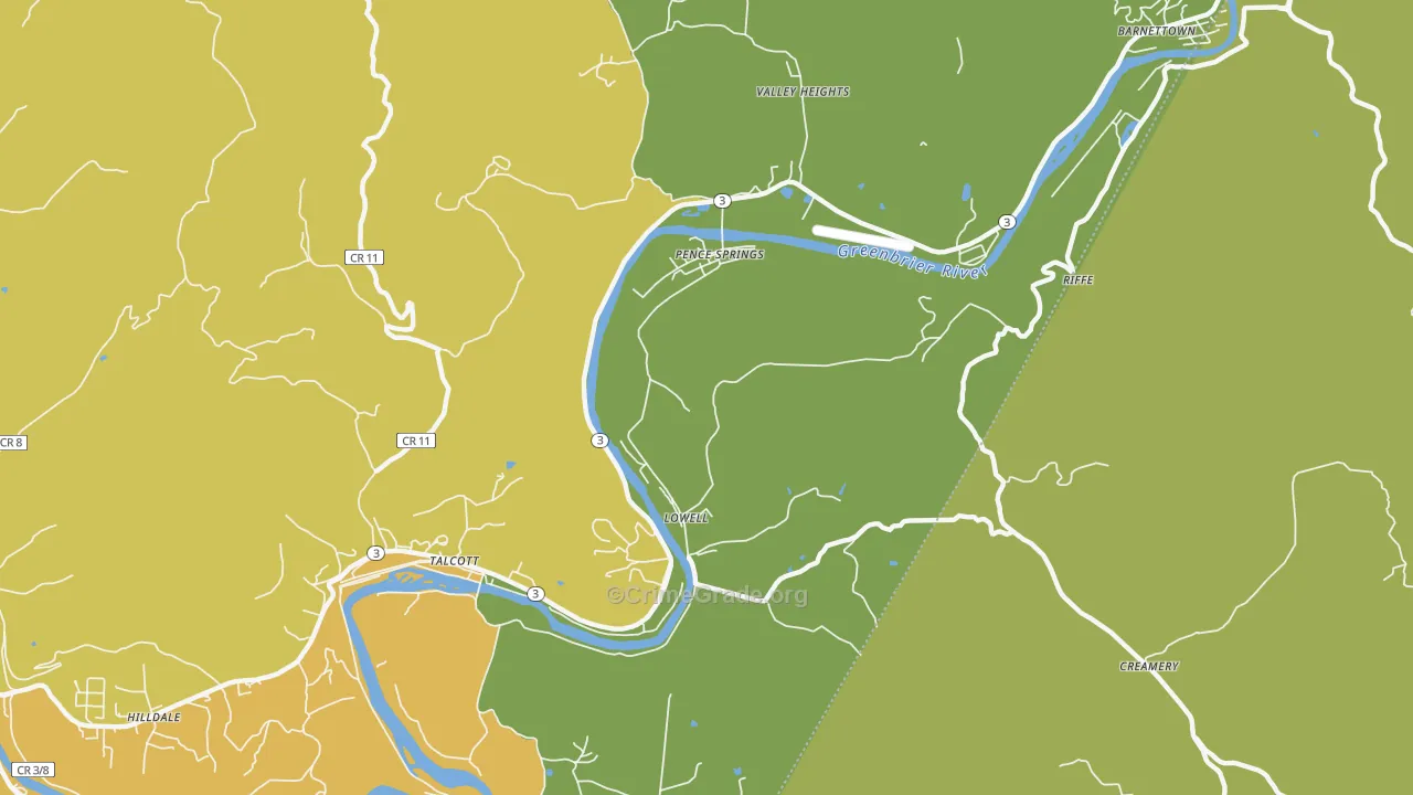 Pence Springs, WV Map of Murder Rates
