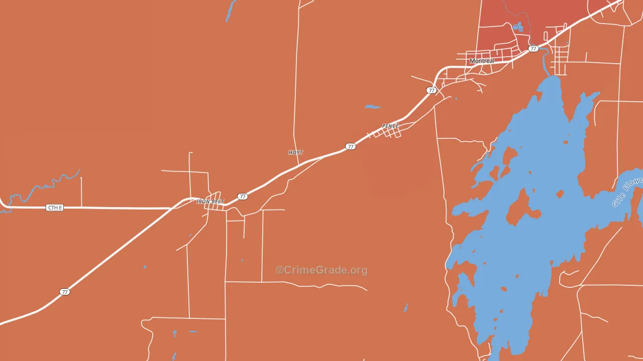 Pence, WI Map of Murder Rates