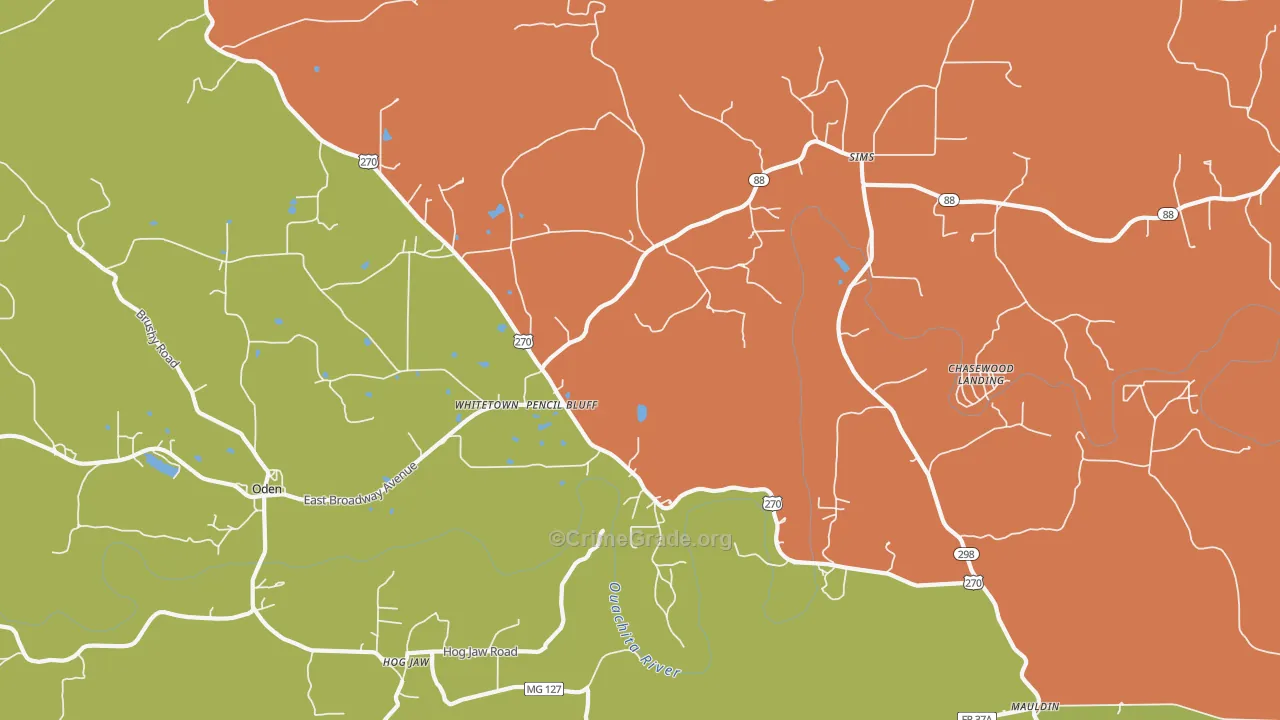 Pencil Bluff, AR Map of Murder Rates