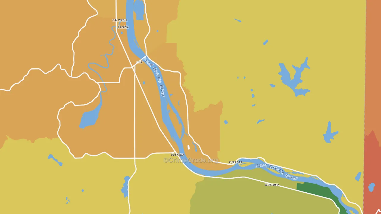 Pend Oreille County, WA Map of Murder Rates