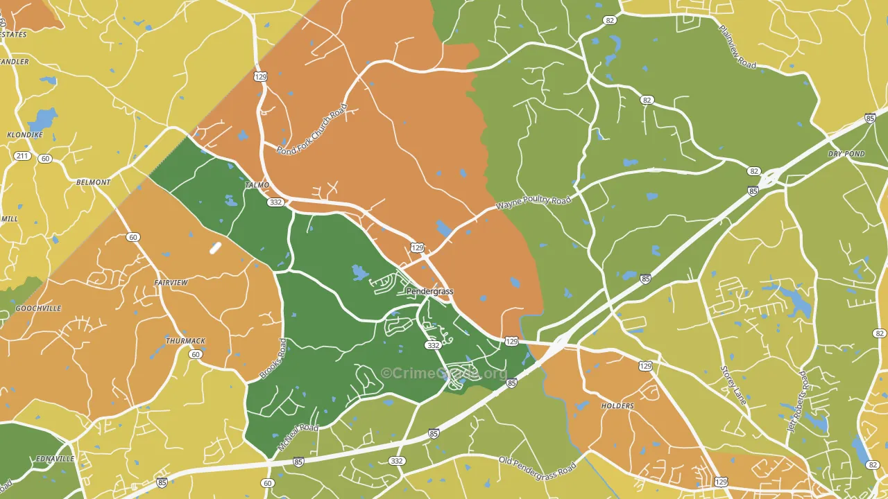 Pendergrass, GA Map of Murder Rates