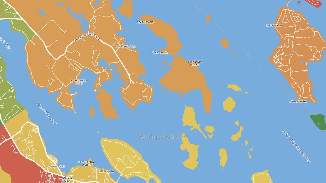 Pendleton Beach, NH Map of Murder Rates