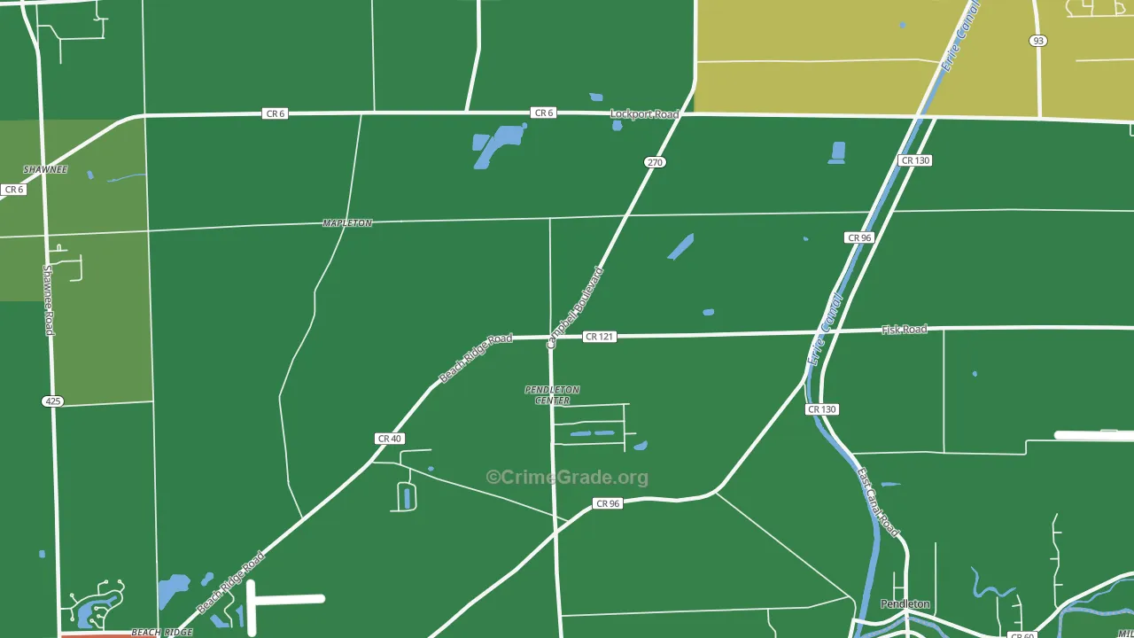 Pendleton Center, NY Map of Murder Rates