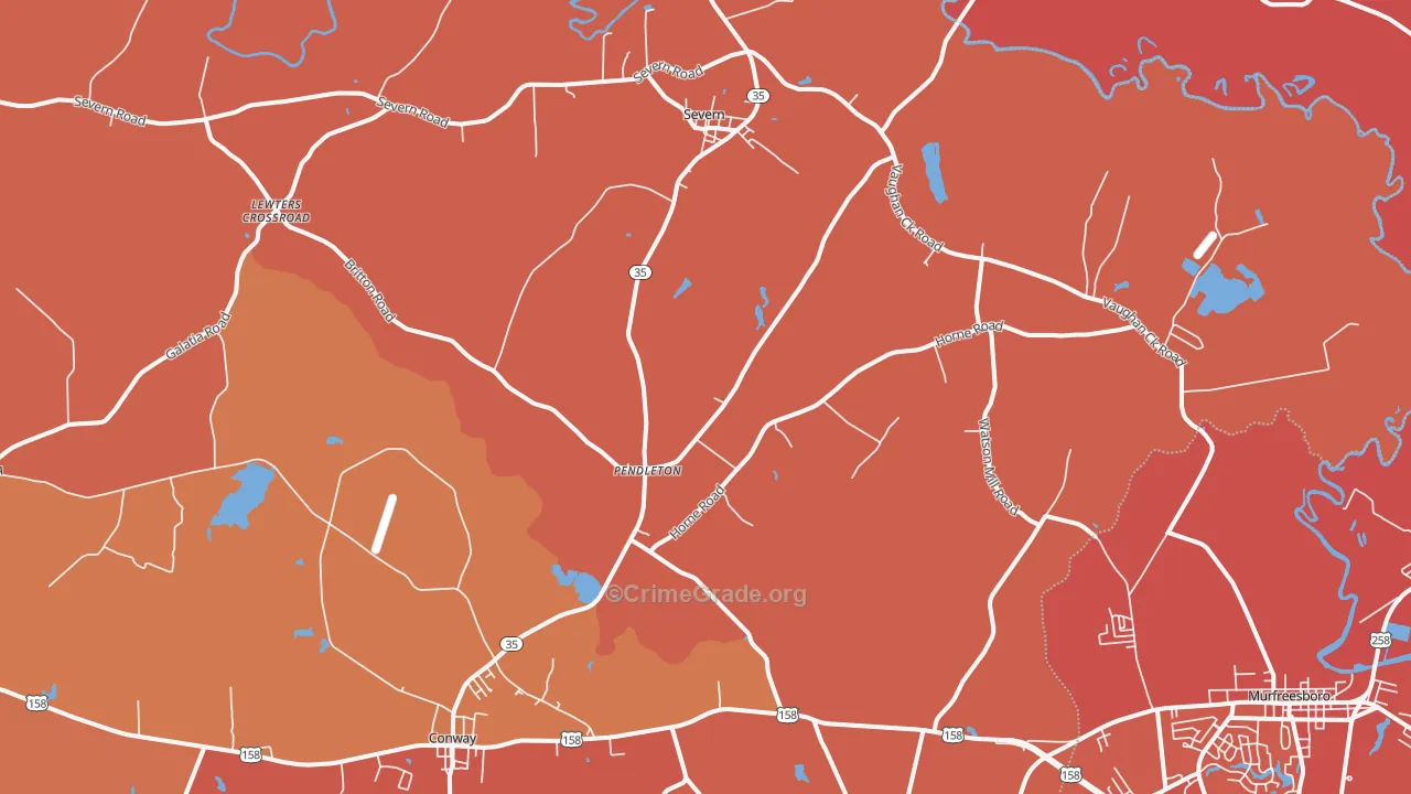 Pendleton, NC Map of Murder Rates