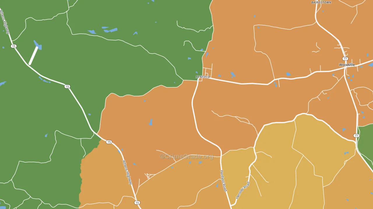 Penfield, GA Map of Murder Rates