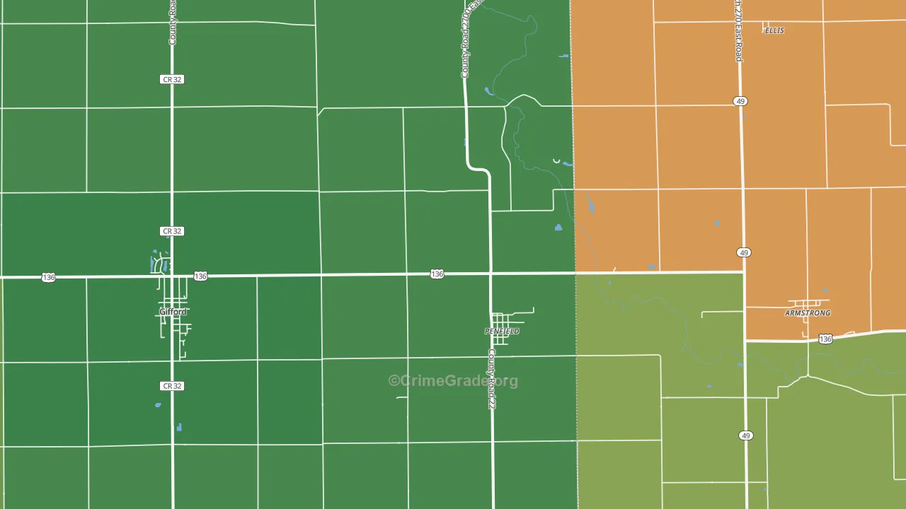 Penfield, IL Map of Murder Rates