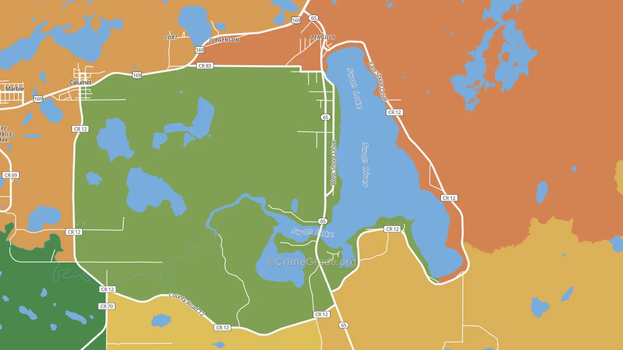Pengilly, MN Map of Murder Rates