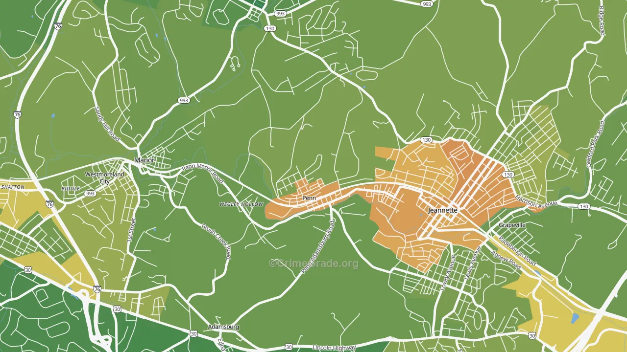 Penn, PA Map of Murder Rates