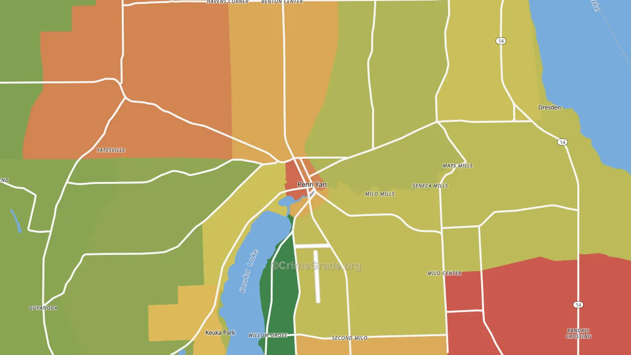Penn Yan, NY Map of Murder Rates