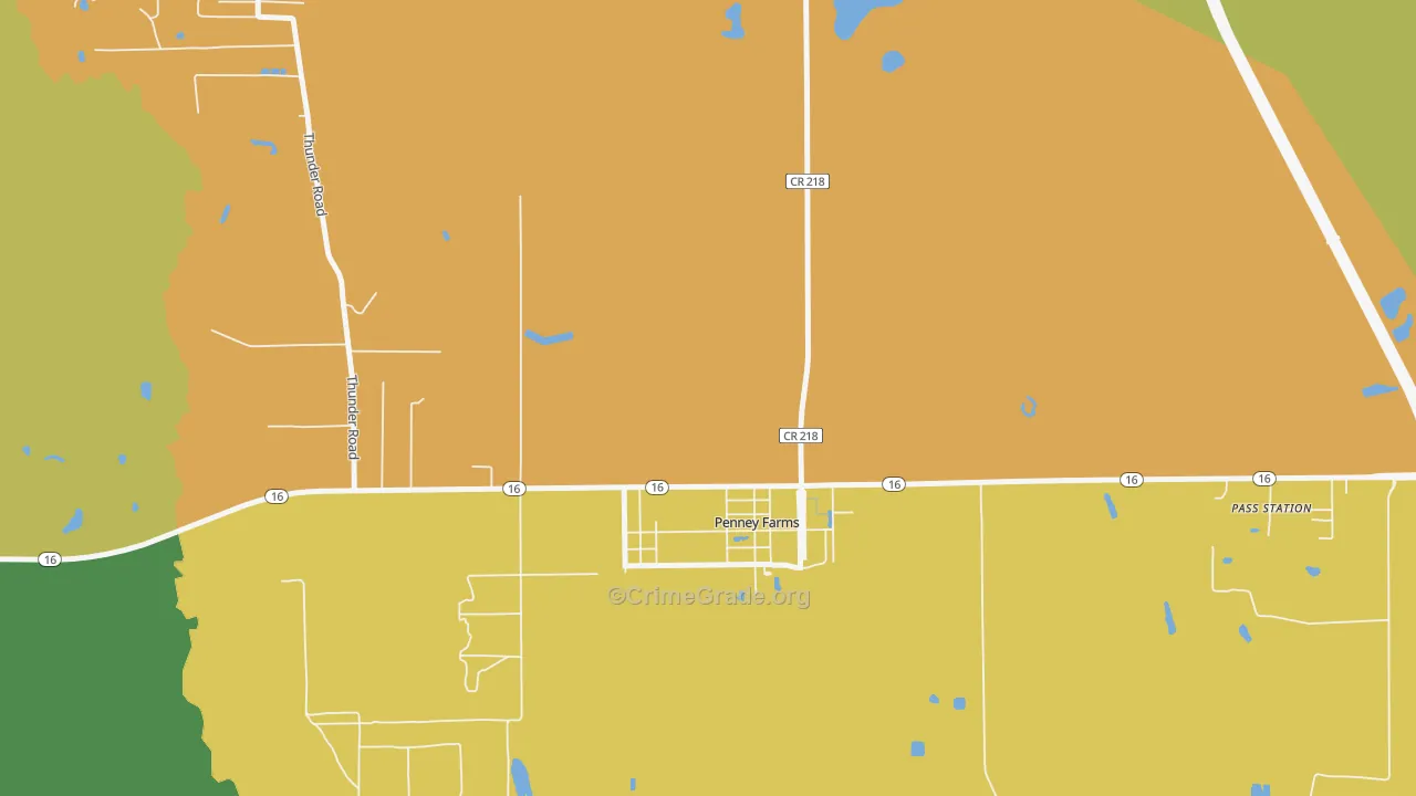 Penney Farms, FL Map of Murder Rates