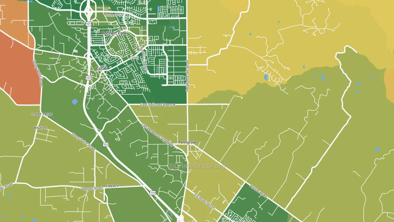 Penngrove, CA Map of Murder Rates