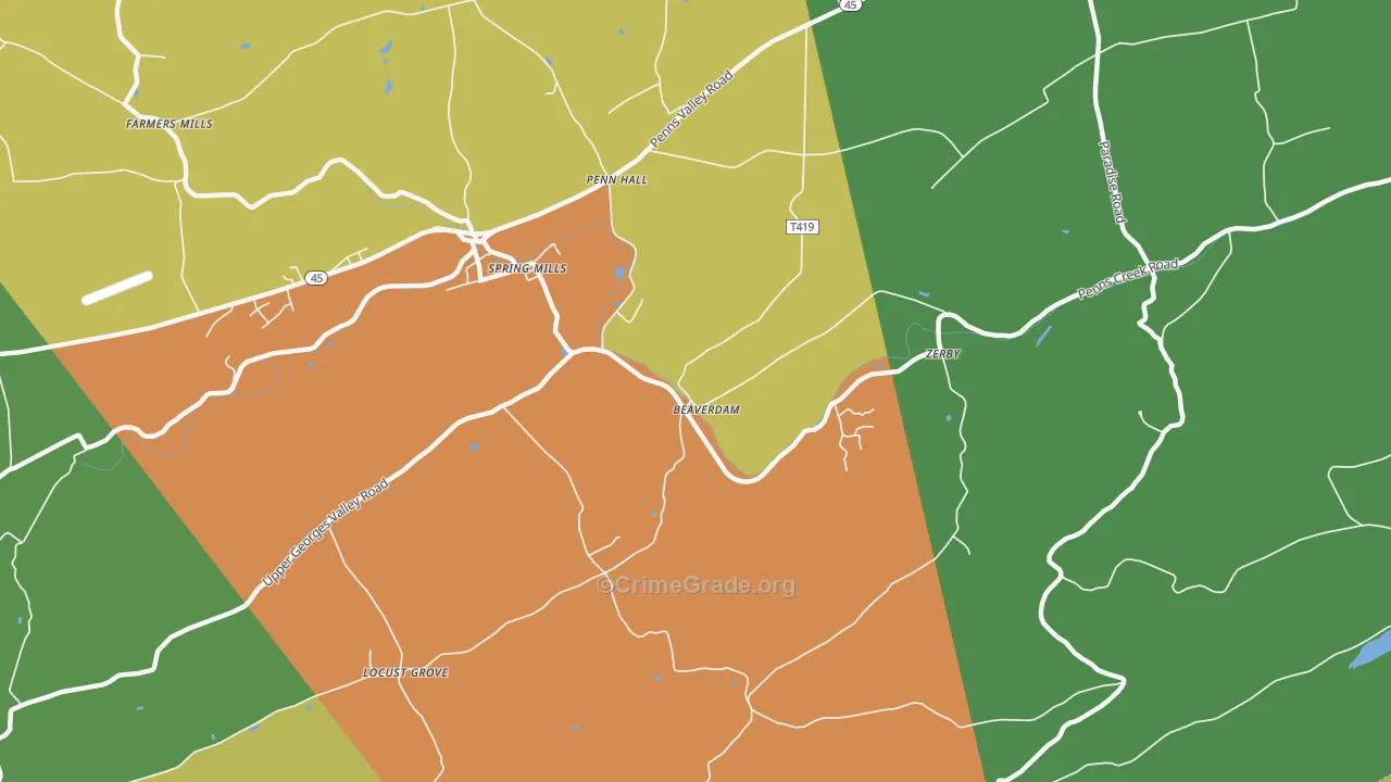 Pennhall, PA Map of Murder Rates