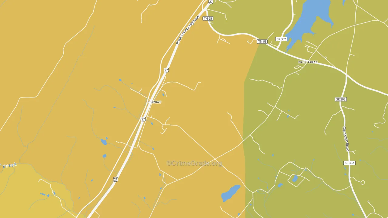 Pennine, TN Map of Murder Rates