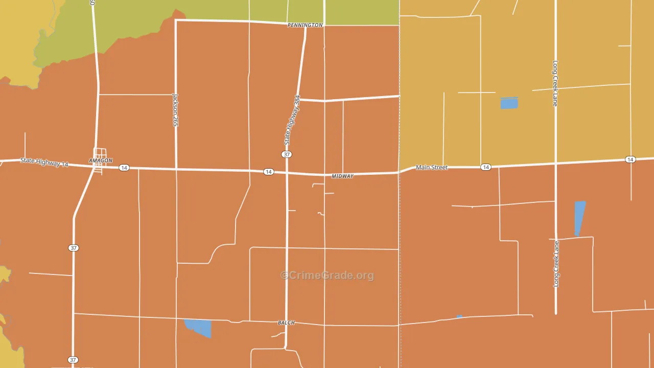 Pennington, AR Map of Murder Rates