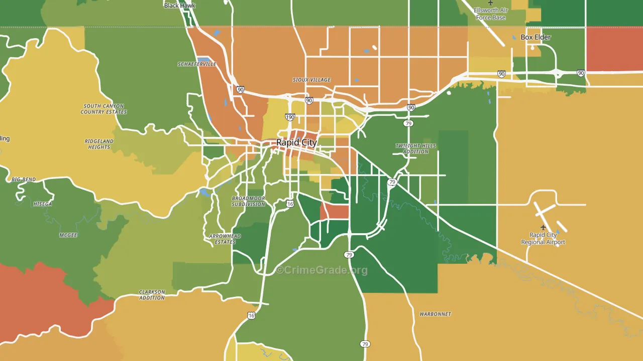 Pennington County, SD Map of Murder Rates