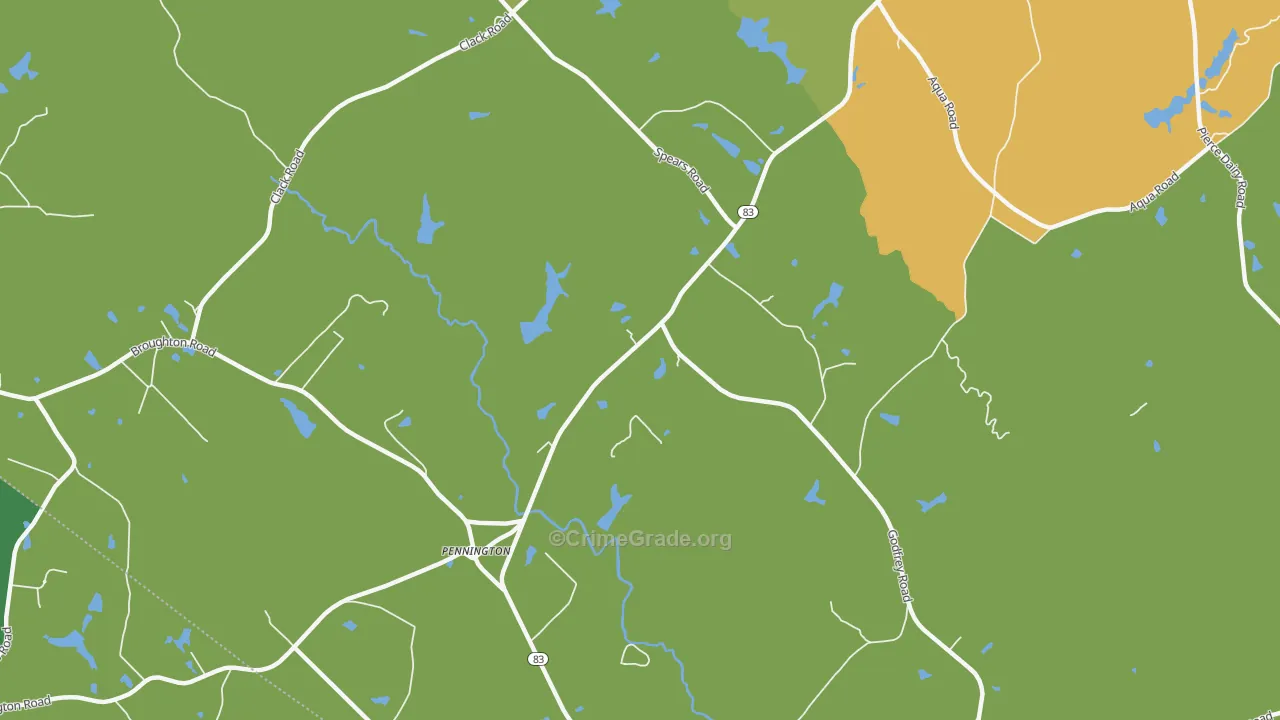 Pennington, GA Map of Murder Rates