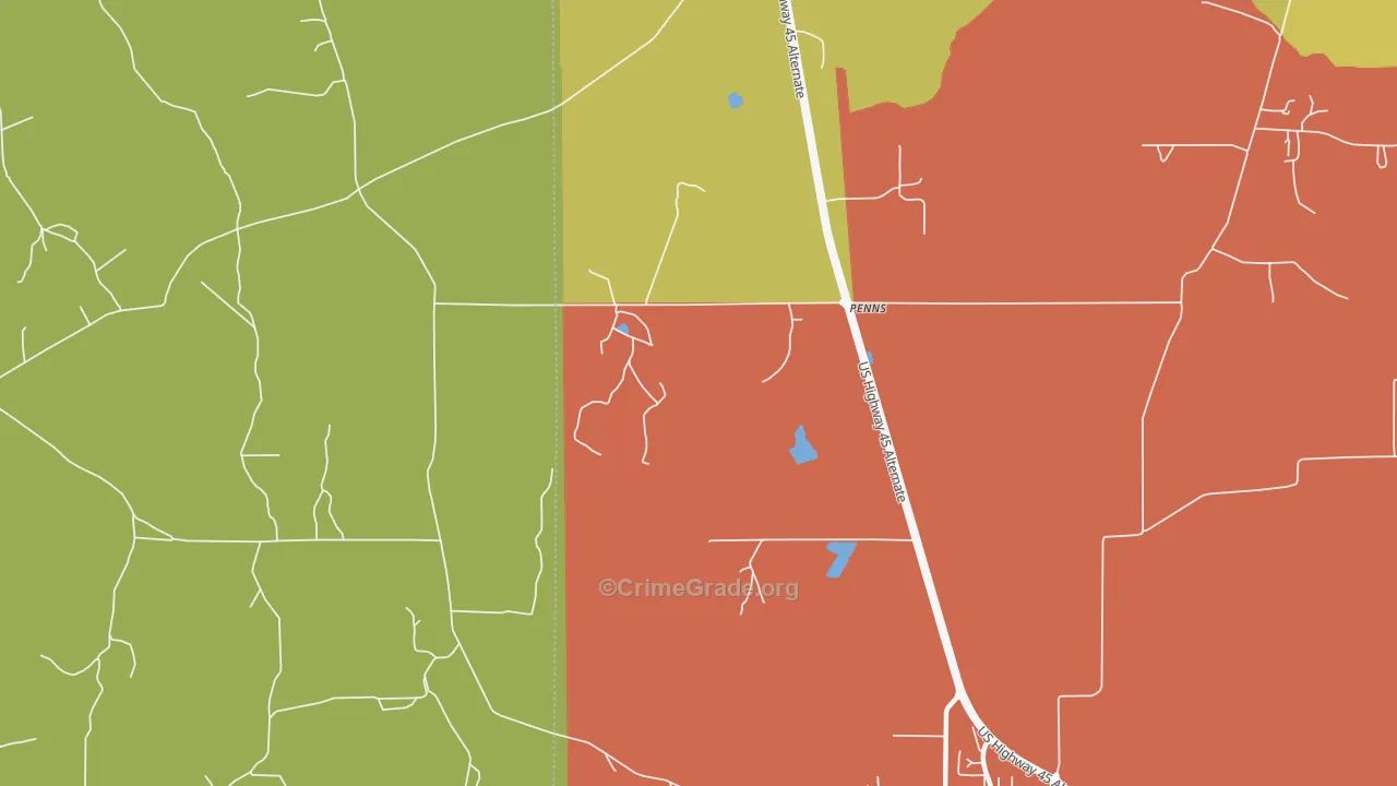 Penns, MS Map of Murder Rates