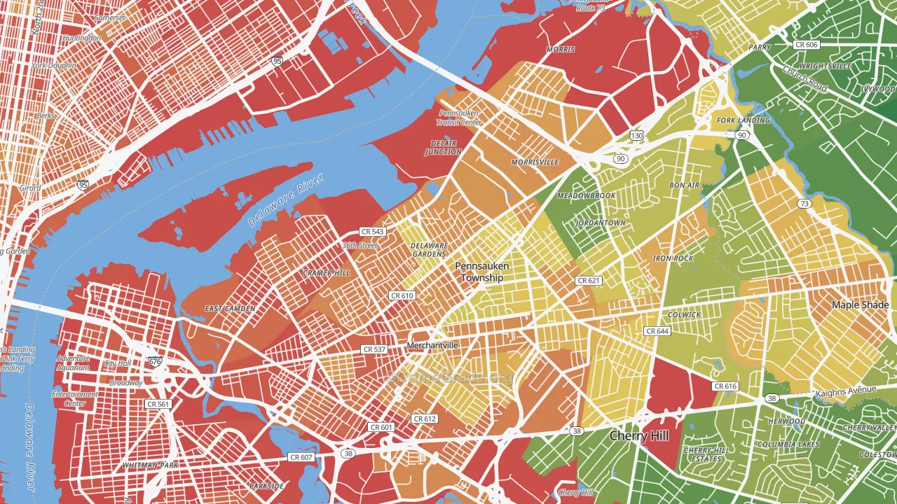 Pennsauken, NJ Map of Murder Rates