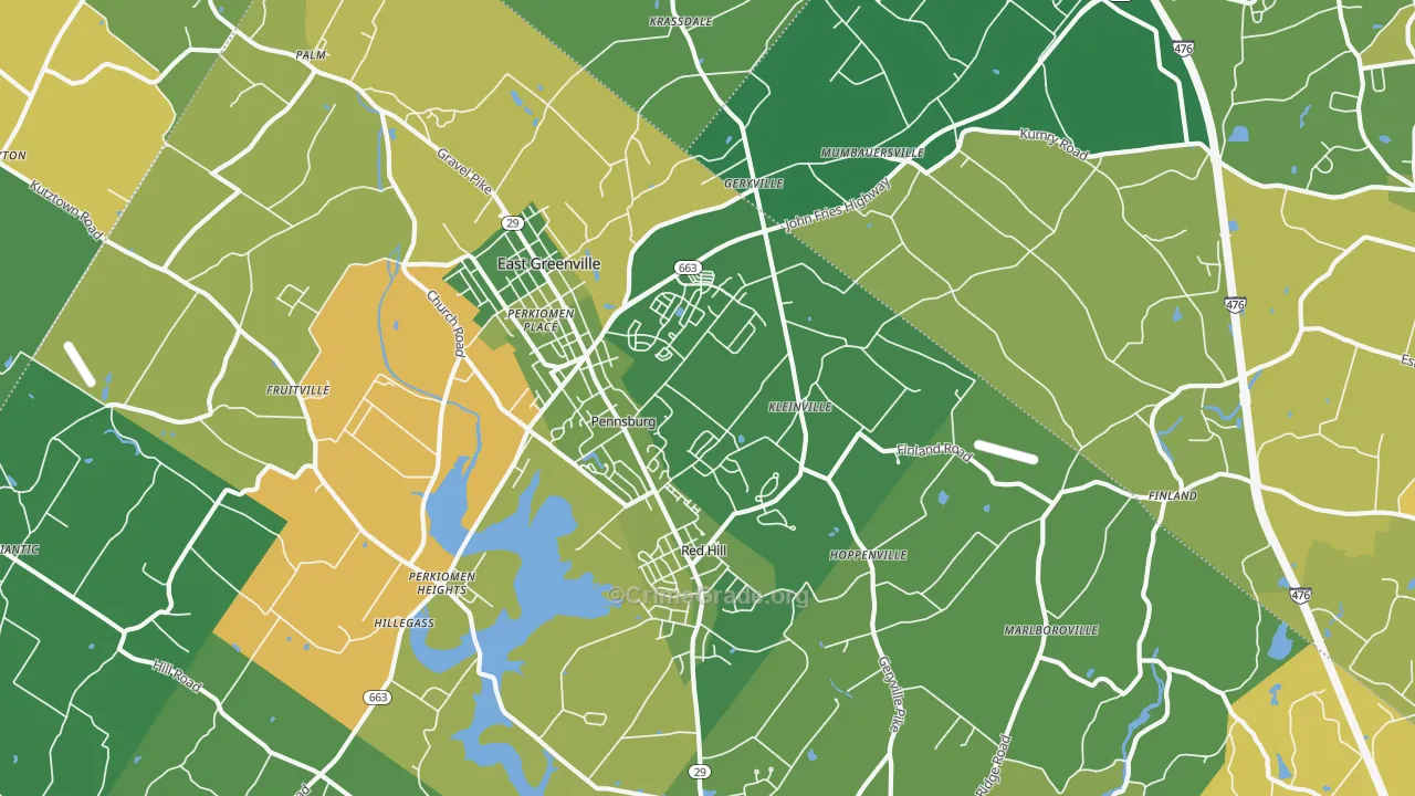 Pennsburg, PA Map of Murder Rates