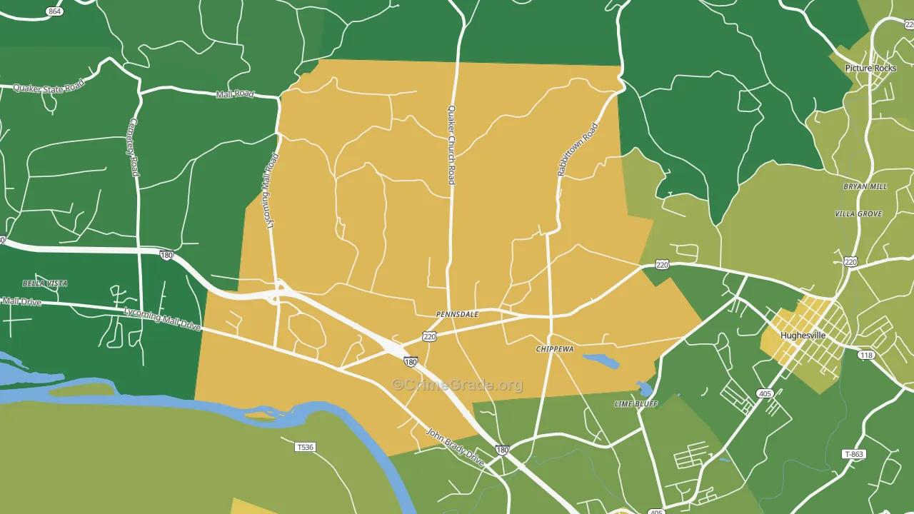 Pennsdale, PA Map of Murder Rates