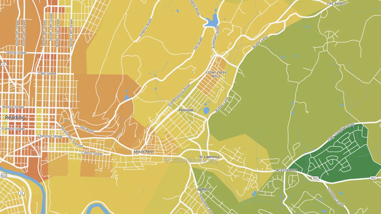 Pennside, PA Map of Murder Rates