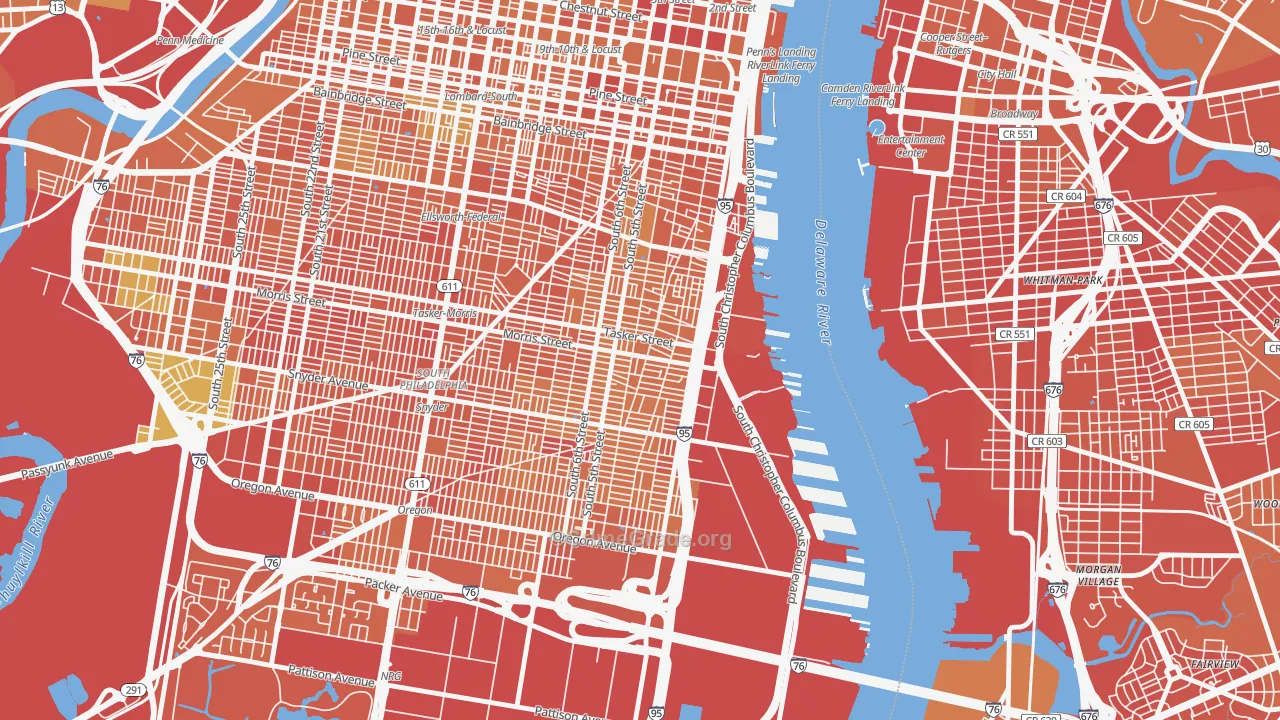 Pennsport-Whitman-Queen, Philadelphia, PA Map of Murder Rates