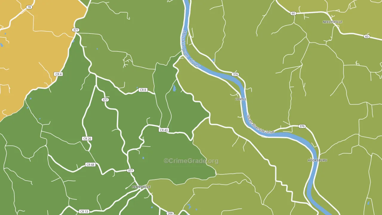 Pennsville, OH Map of Murder Rates