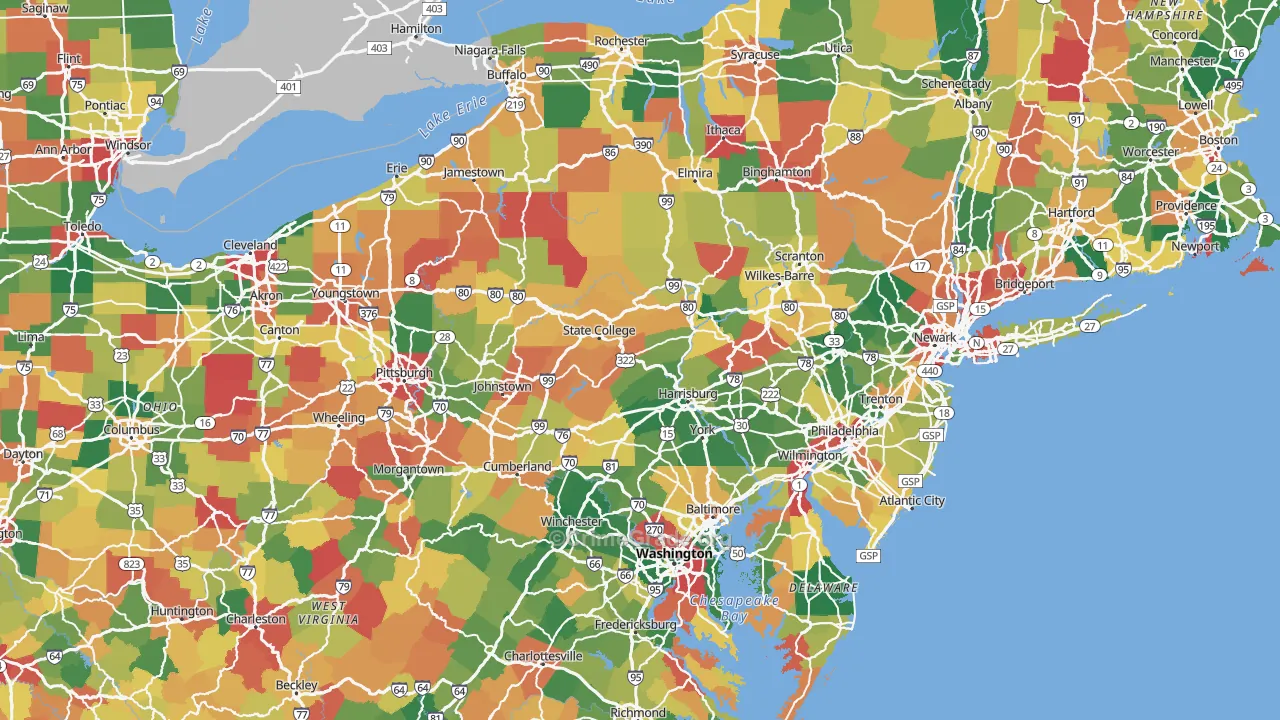 Pennsylvania Map of Murder Rates