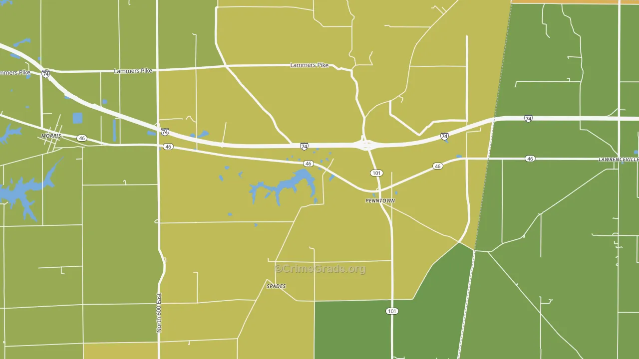 Penntown, IN Map of Murder Rates
