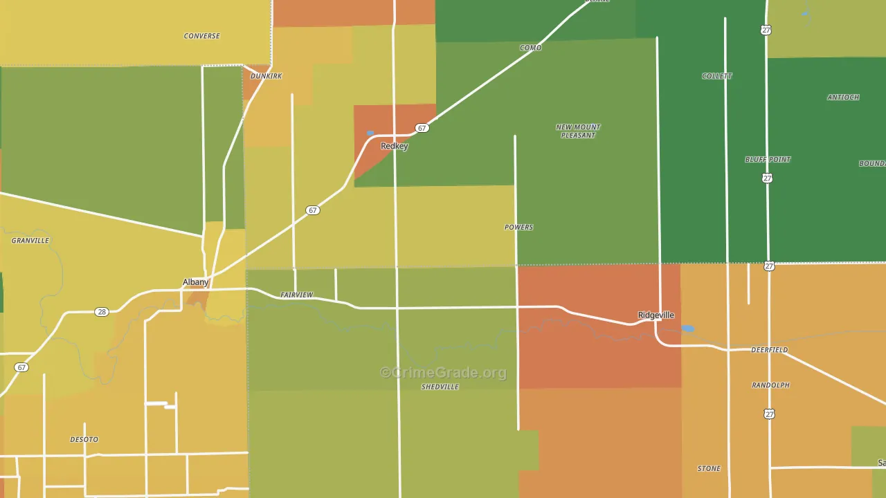 Pennville, IN Map of Murder Rates