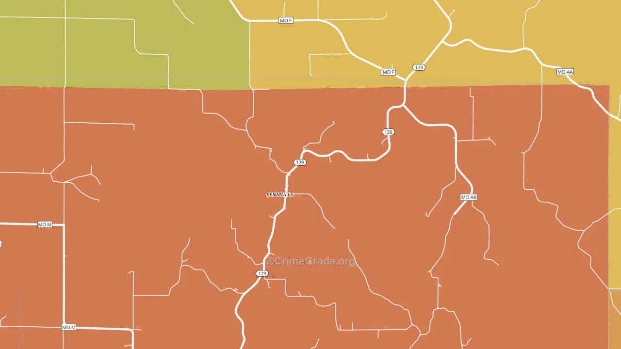 Pennville, MO Map of Murder Rates