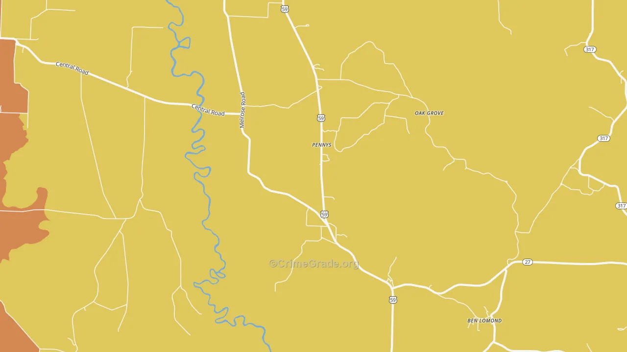 Pennys, AR Map of Murder Rates