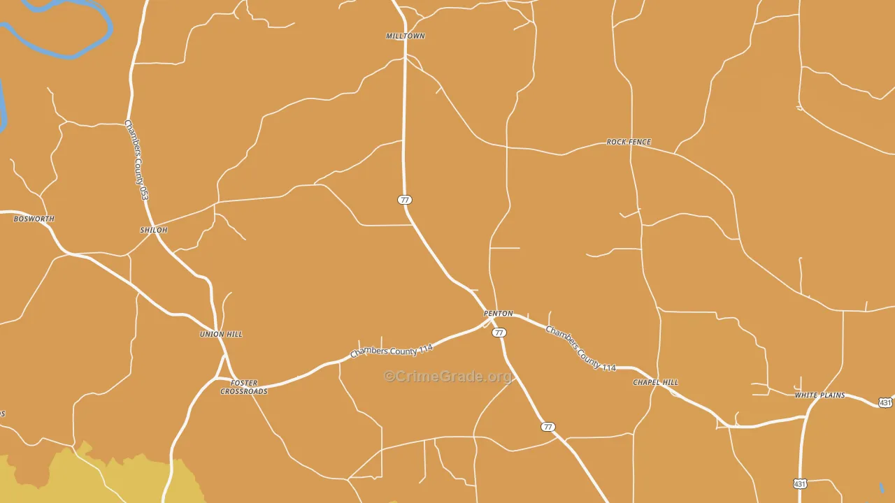 Penton, AL Map of Murder Rates