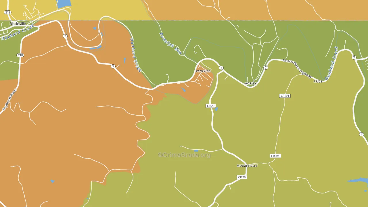 Pentress, WV Map of Murder Rates