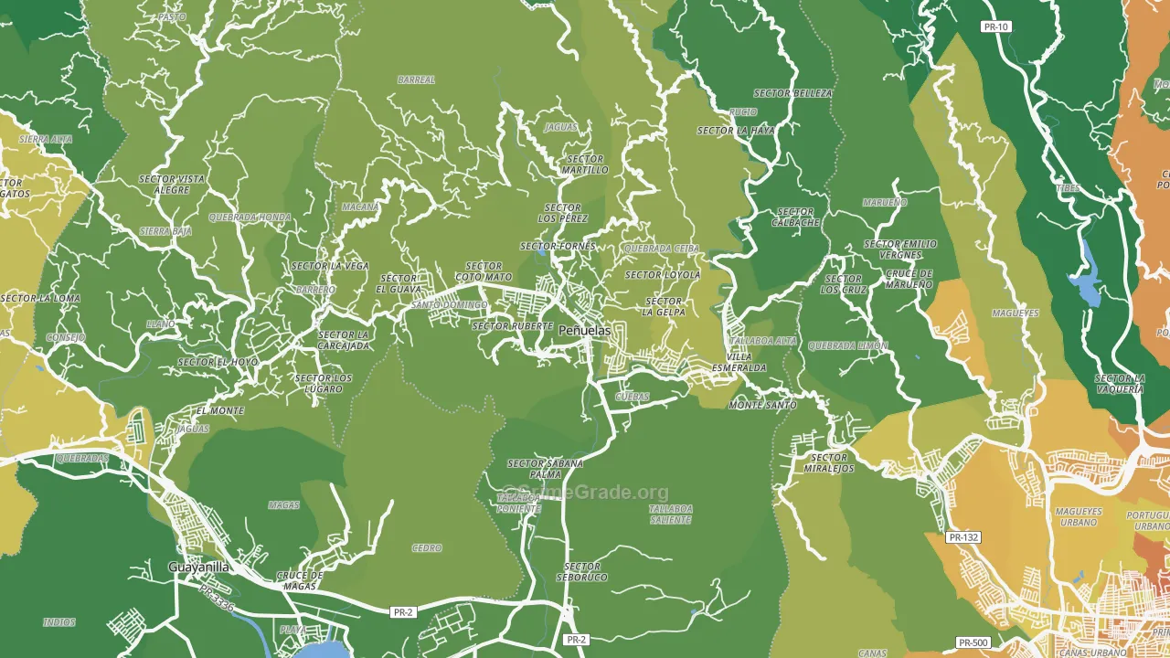 Penuelas Municipio, PR Map of Murder Rates