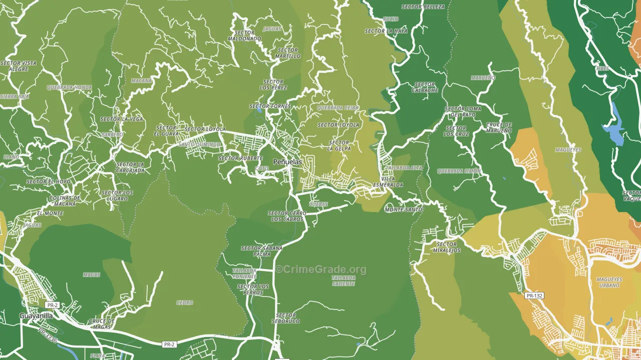 Penuelas, PR Map of Murder Rates