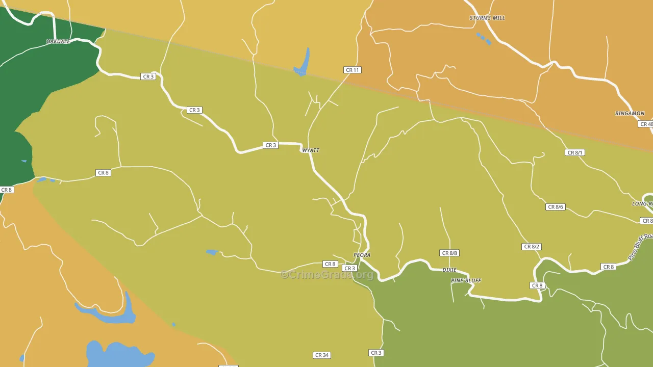 Peora, WV Map of Murder Rates