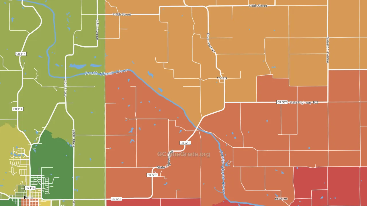 Peoria, IA Map of Murder Rates